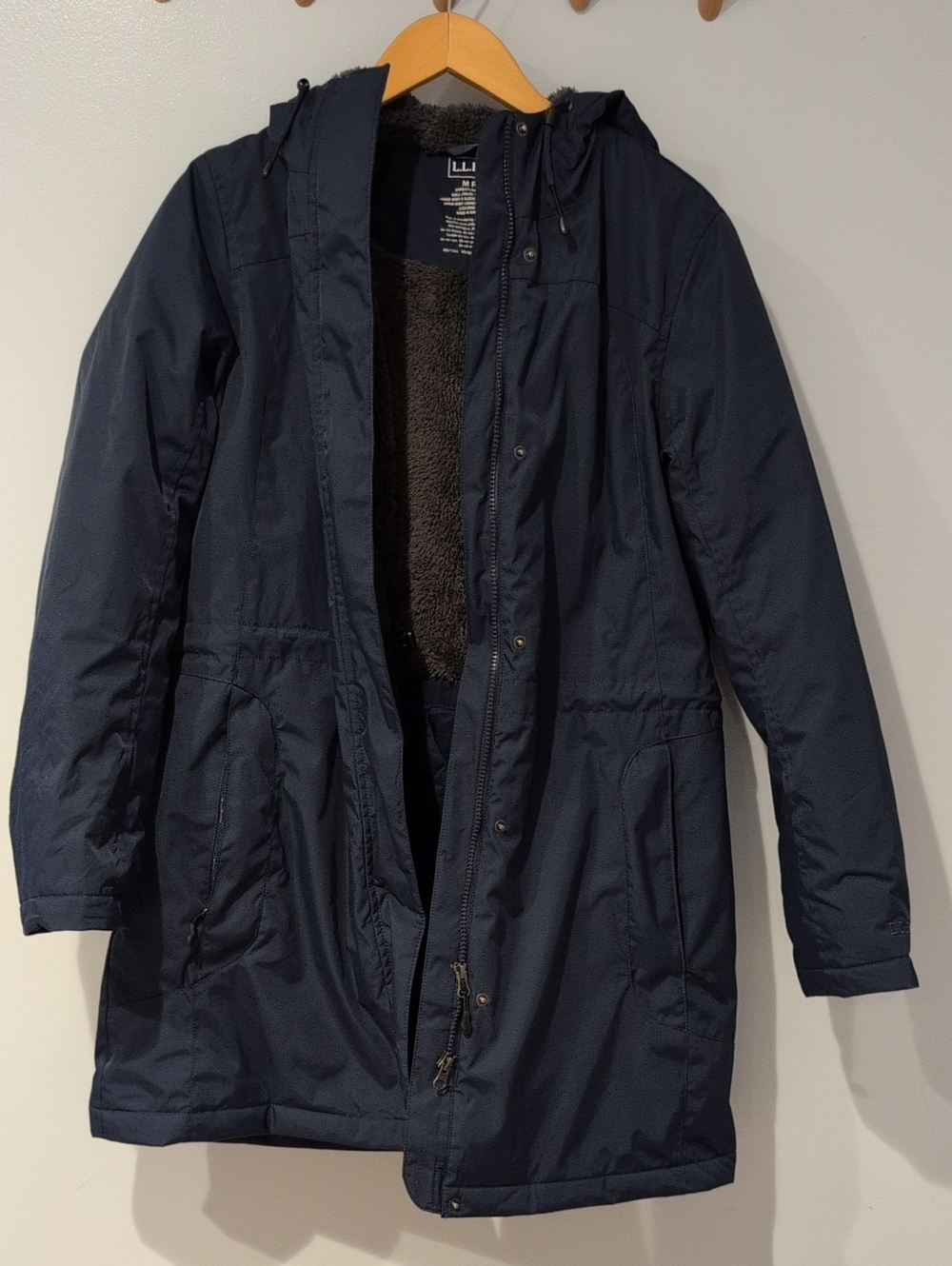 LL Bean Winter Weather Warmer Coat Size Medium In Navy